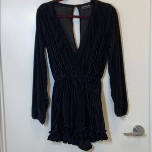 White Cherry Boutique Black Velvet Romper